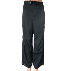 Oak + Fort Womens Black High Waist Wide Leg Windbreaker Palazzo Trousers Pants 2